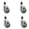 Service Caster 4'' SS Gray Poly Swivel 1-1/2'' Expanding Stem Caster Set with Brake, 4PK SCC-SSEX20S414-PPUB-TLB-112-4 - alternate 1
